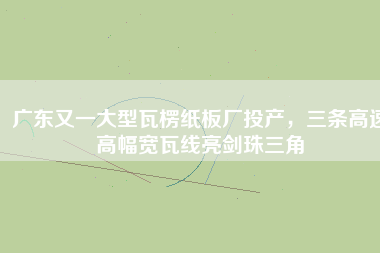廣東又一大型瓦楞紙板廠投產(chǎn)，三條高速高幅寬瓦線亮劍珠三角