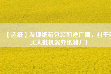 【造紙】發(fā)現(xiàn)紙箱包裝前途廣闊，村干部買大批機(jī)器辦紙箱廠！