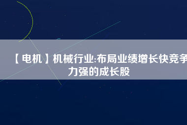 【電機(jī)】機(jī)械行業(yè):布局業(yè)績增長快競爭力強(qiáng)的成長股
          