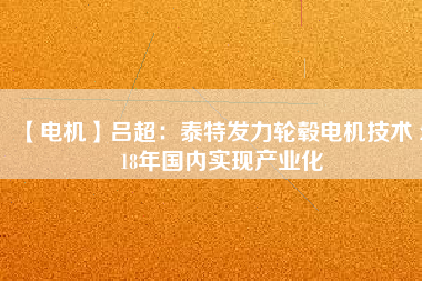【電機】呂超:泰特發(fā)力輪轂電機技術(shù) 2018年國內(nèi)實現(xiàn)產(chǎn)業(yè)化