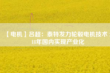 【電機】呂超:泰特發(fā)力輪轂電機技術(shù) 2018年國內(nèi)實現(xiàn)產(chǎn)業(yè)化