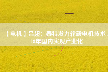 【電機】呂超:泰特發(fā)力輪轂電機技術(shù) 2018年國內(nèi)實現(xiàn)產(chǎn)業(yè)化